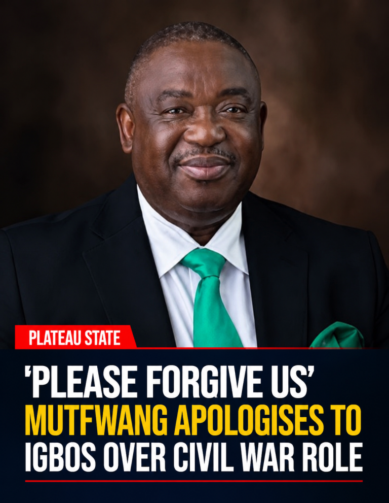 ‘Please Forgive Us’ Mutfwang Apologises to Igbos Over Civil War Role