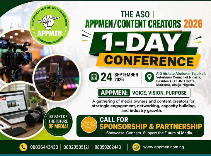 APPMEN to Host Nigeria’s Media Owners, Content Creators at 2026 National Conference in Abuja