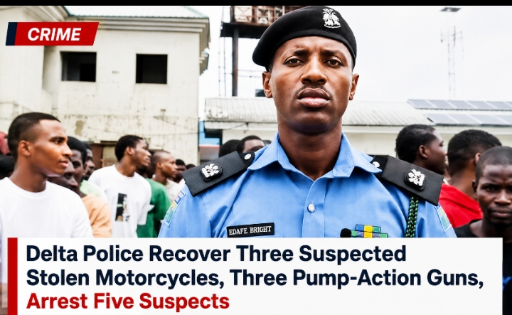 Delta Police Recover Three Suspected Stolen Motorcycles, Three Pump-Action Guns, Arrest Five Suspects