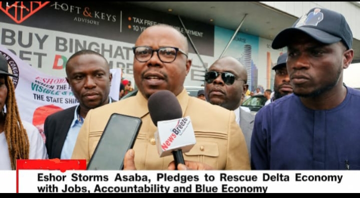Eshor Storms Asaba, Pledges to Rescue Delta Economy with Jobs, Accountability and Blue Economy